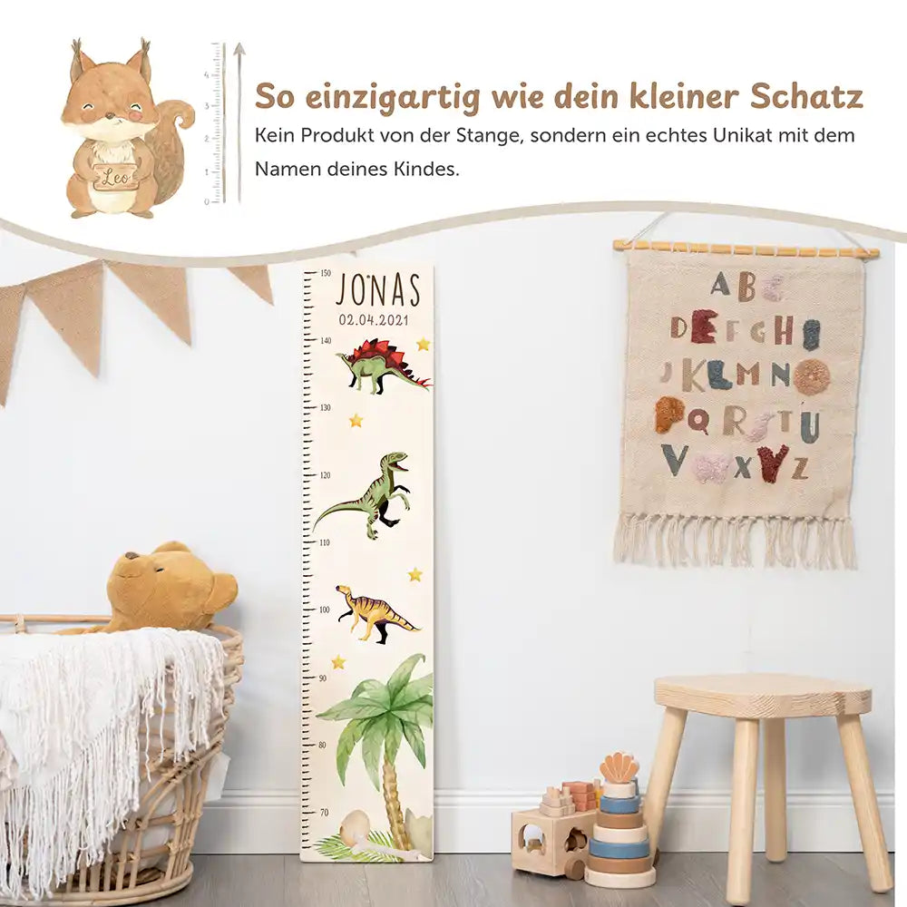 Messlatte Kinder Holz & Aluverbund - Dinosaurier