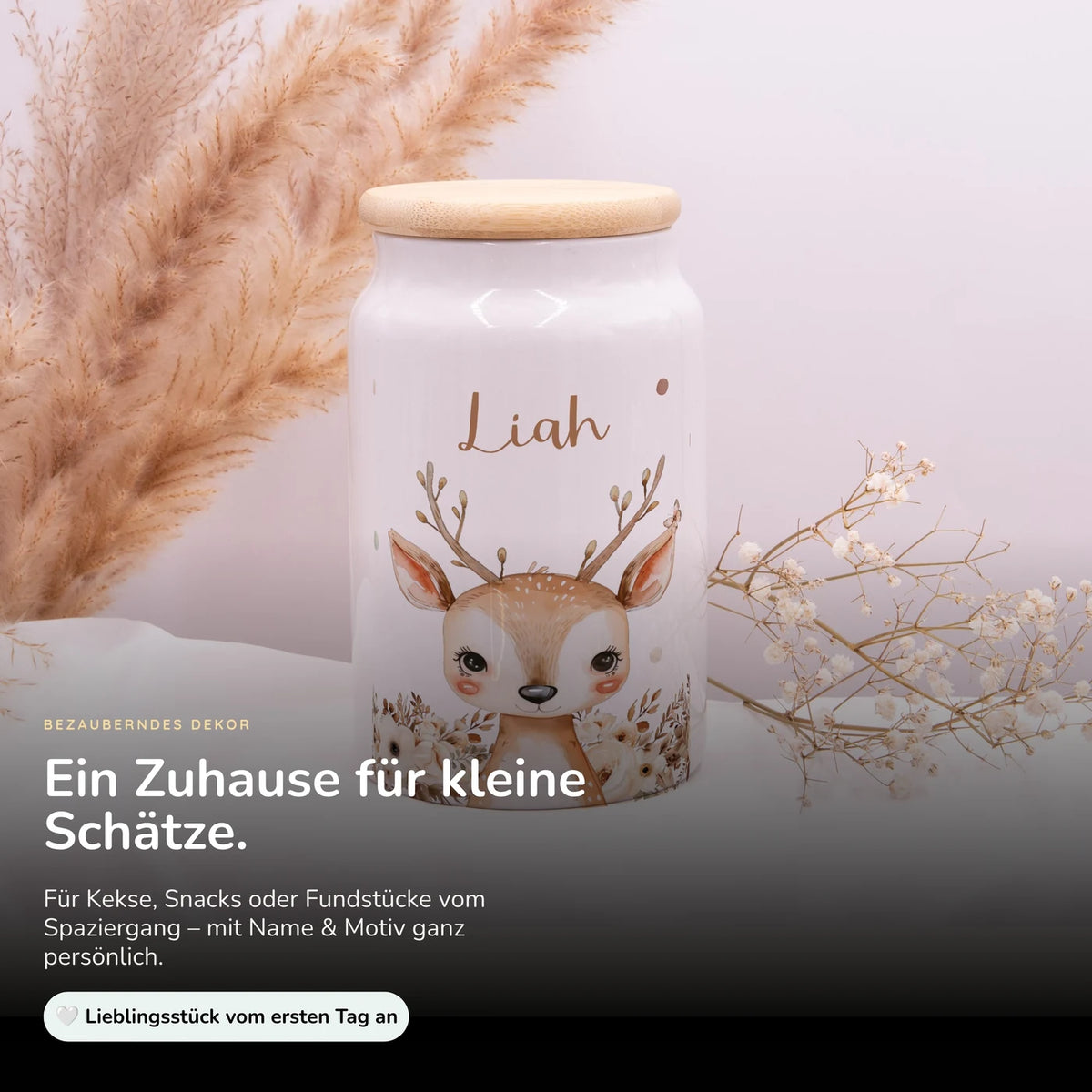 Personalisierbare Keksdose mit Name - Baby Reh