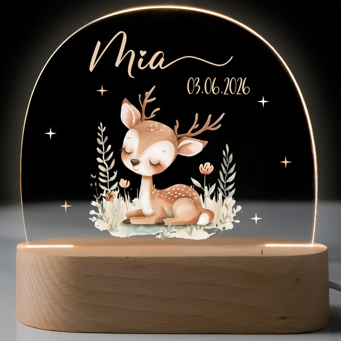 Nachtlicht Kinder personalisiert - Baby Reh im Wald