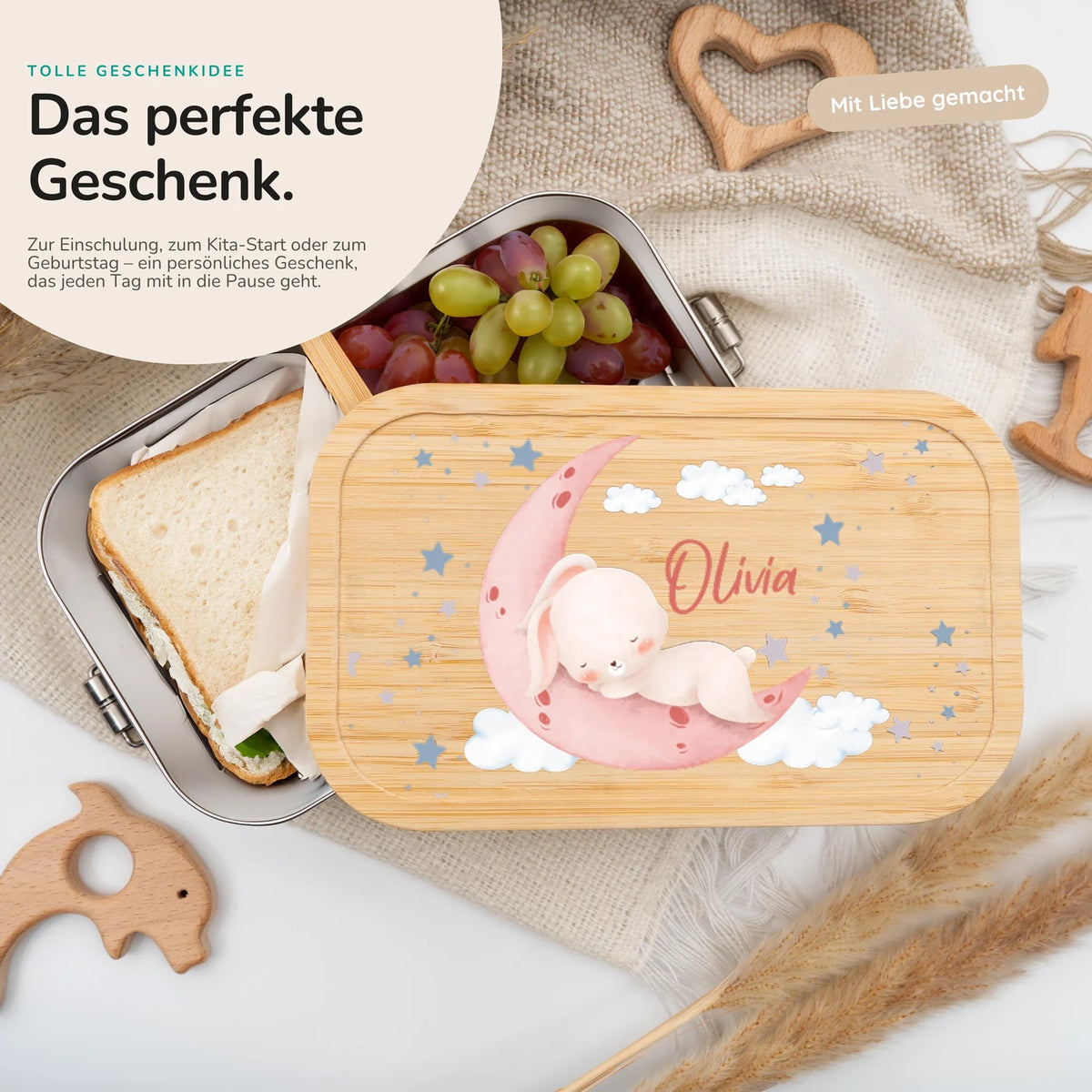 Brotdose Kinder personalisiert Baby Hase