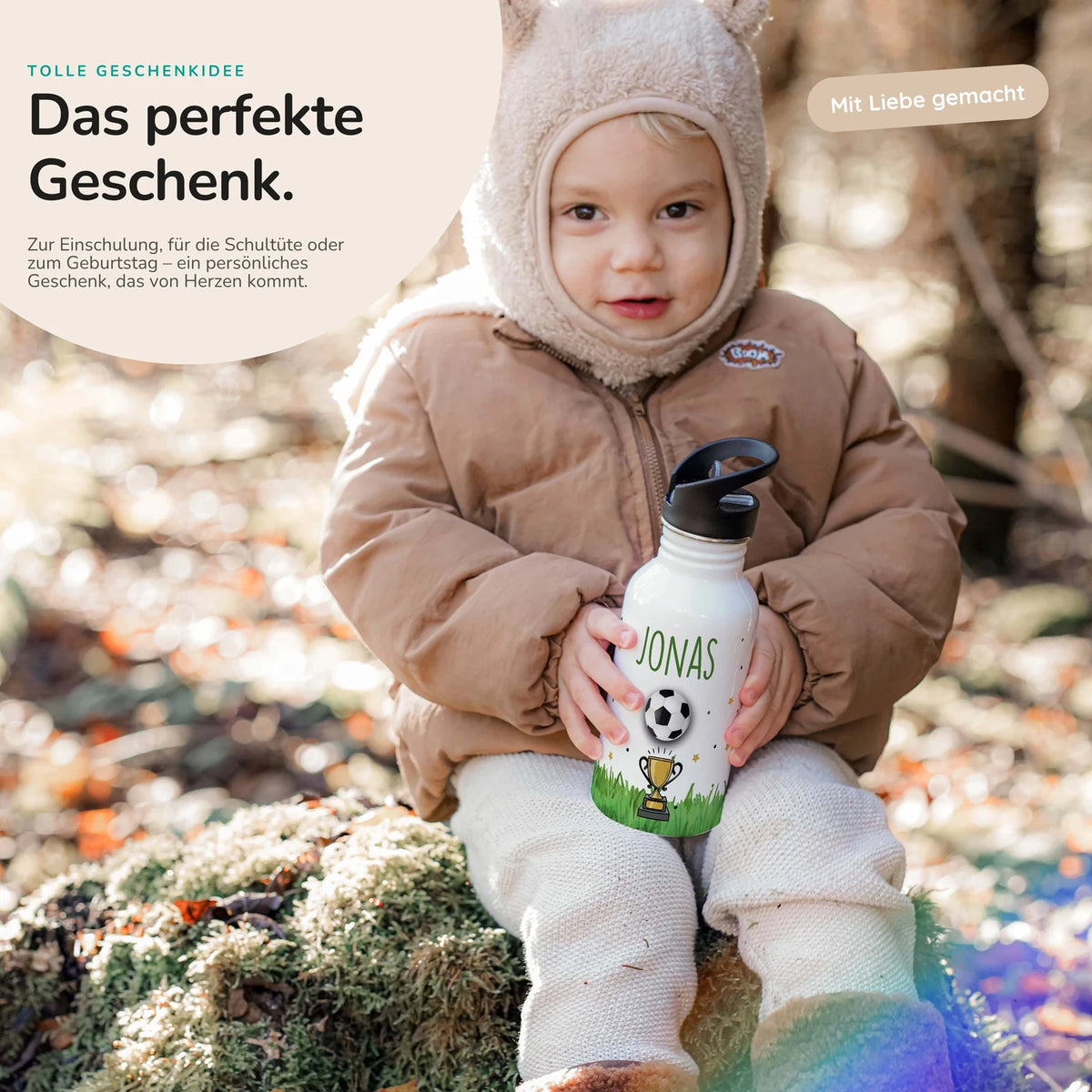 Trinkflasche Kinder Edelstahl - Fußball Champion