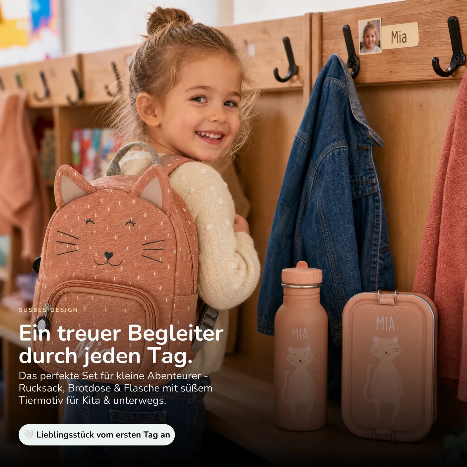 Trixie Kindergarten Set Katze, ergonomischer Rucksack im Set mit Namen