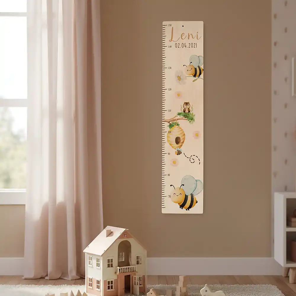 Messlatte Kinder Holz & Aluverbund - Bienen