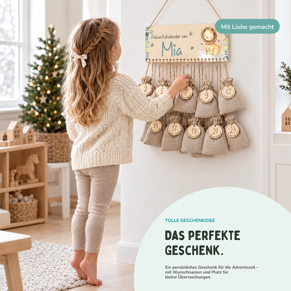 Personalisierbarer Adventskalender farbig - Safari Löwe