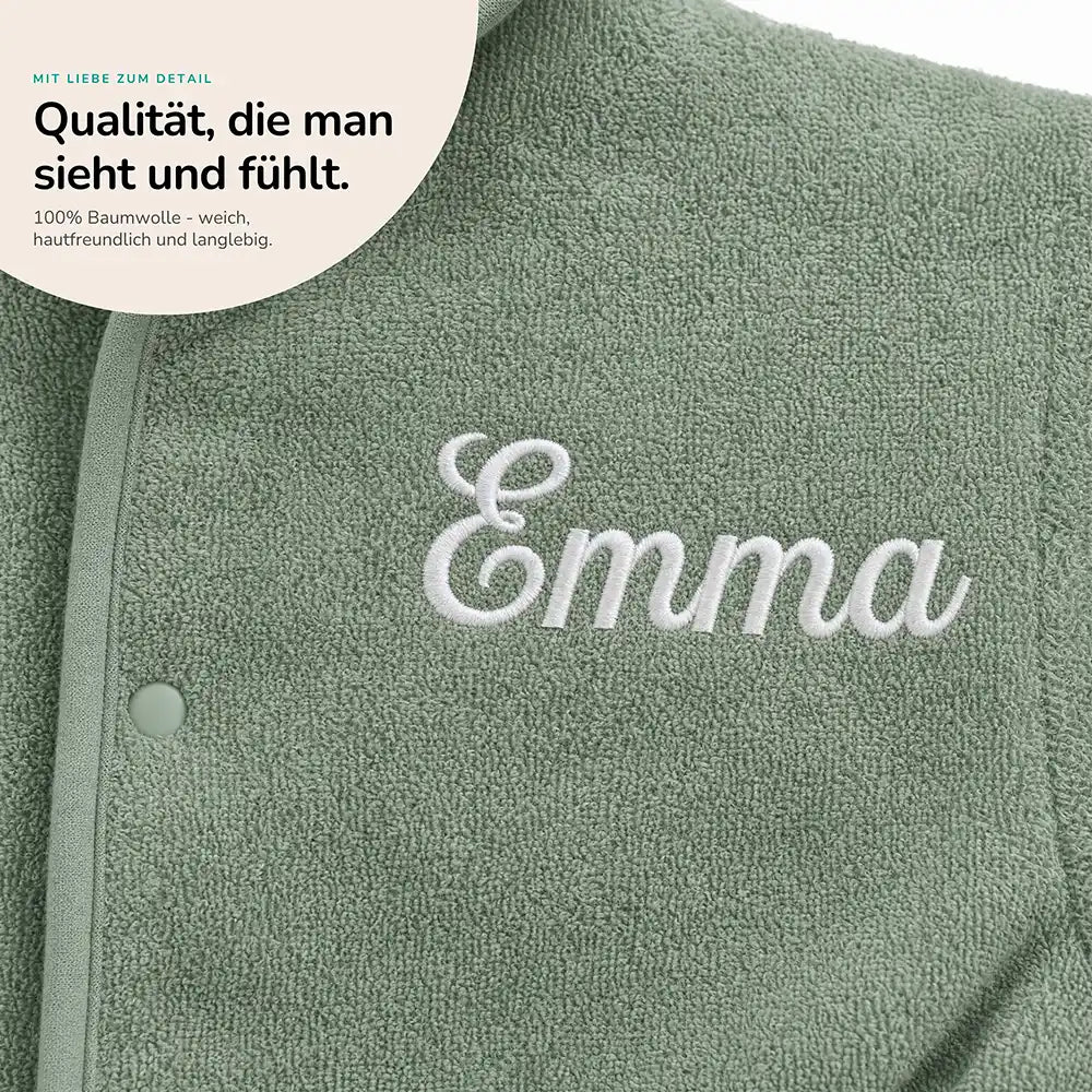 Kinderbademantel mit Namen Jollein Mintgrün, als Geschenk zur Geburt und Taufe
