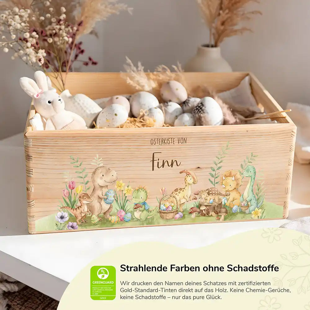 Osterkiste Holz personalisiert - Osterglück