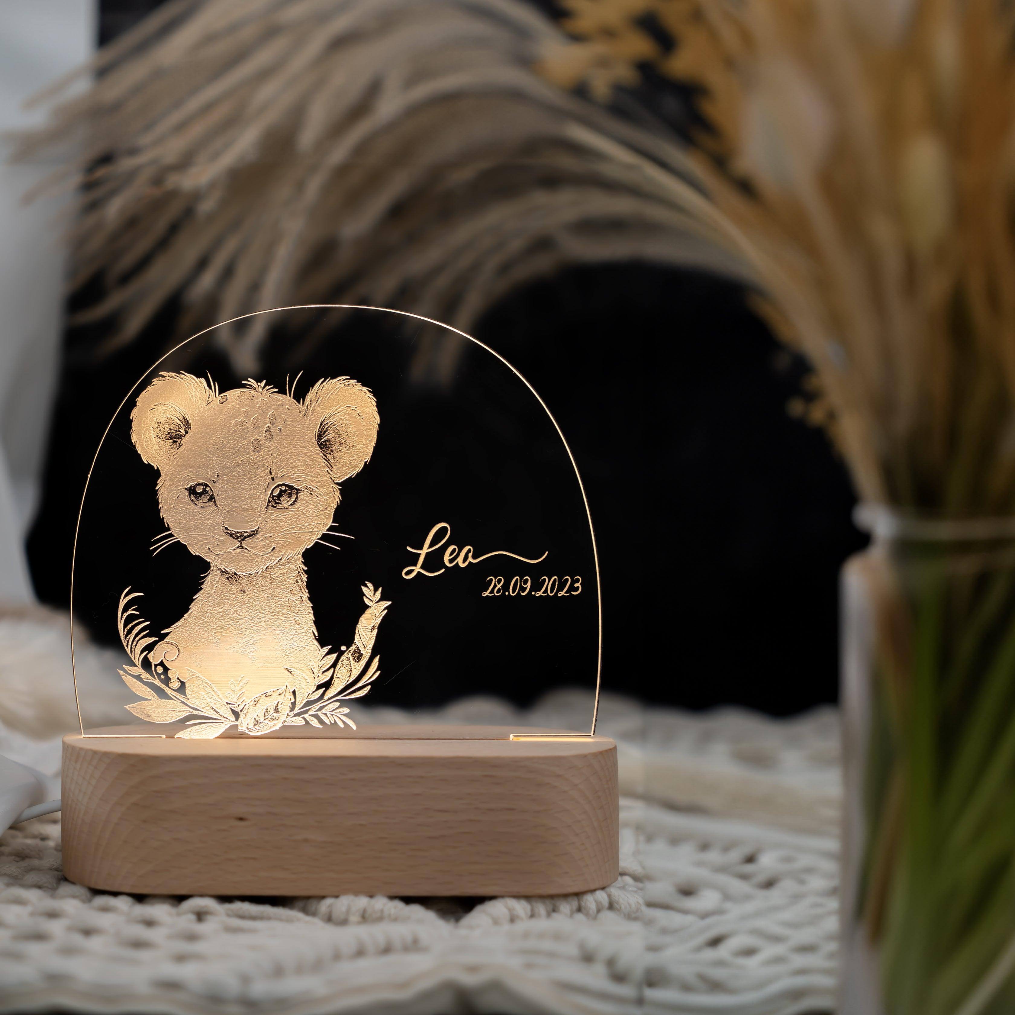 personalisierte nachtlampe mit baby-löwe design für kinderzimmer