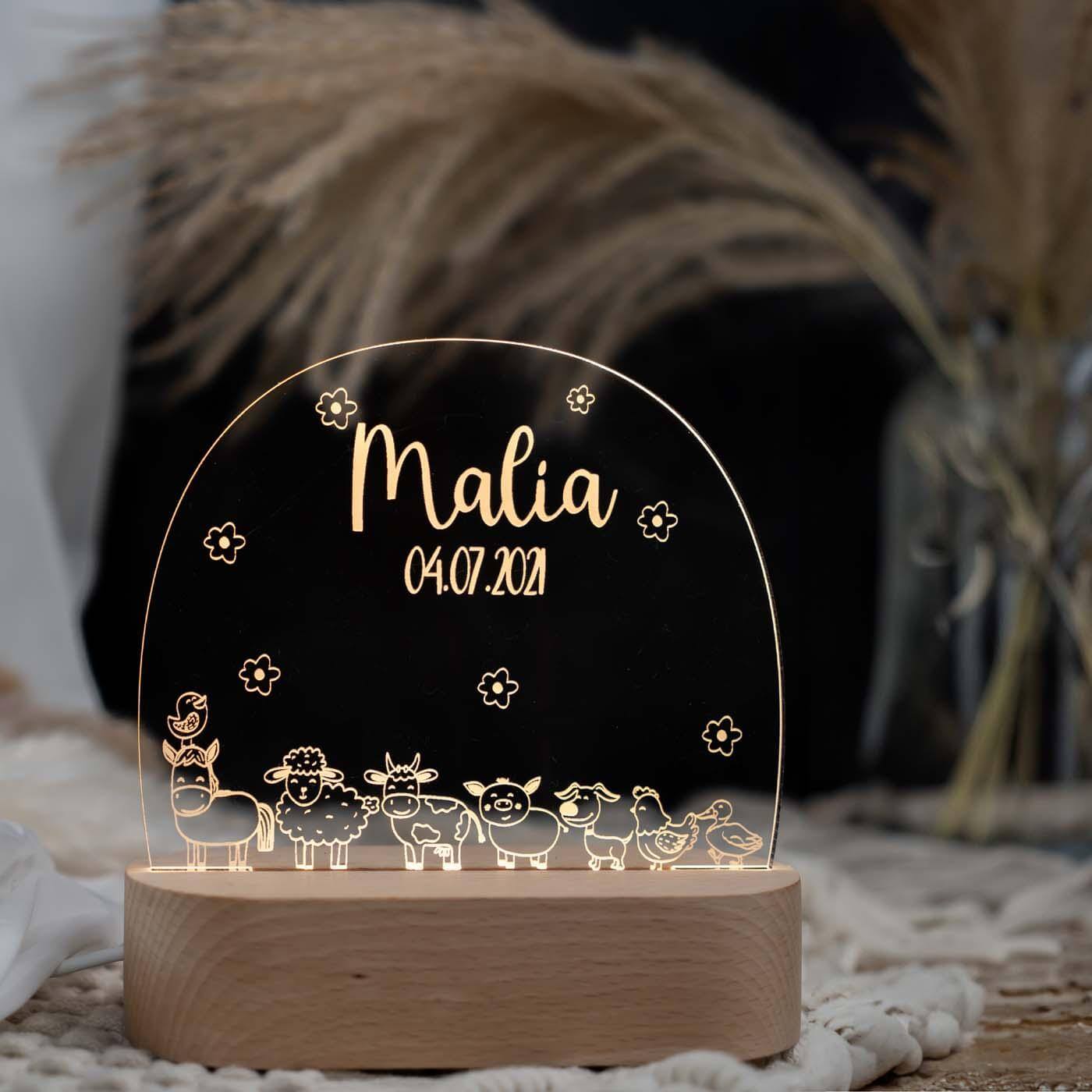 personalisierte nachtlampe mit bauernhof design für kinderzimmer