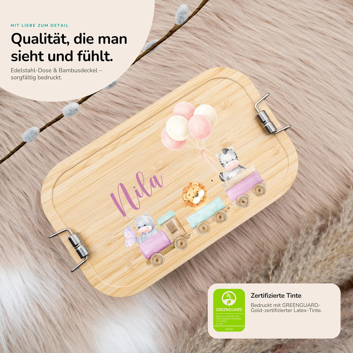 Brotdose Kinder personalisiert - Tiere Eisenbahn