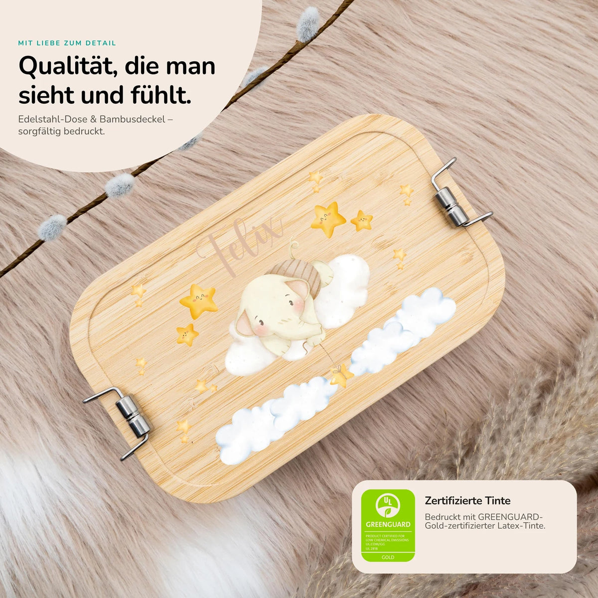 Brotdose Kinder personalisiert - Regenbogen Elefant
