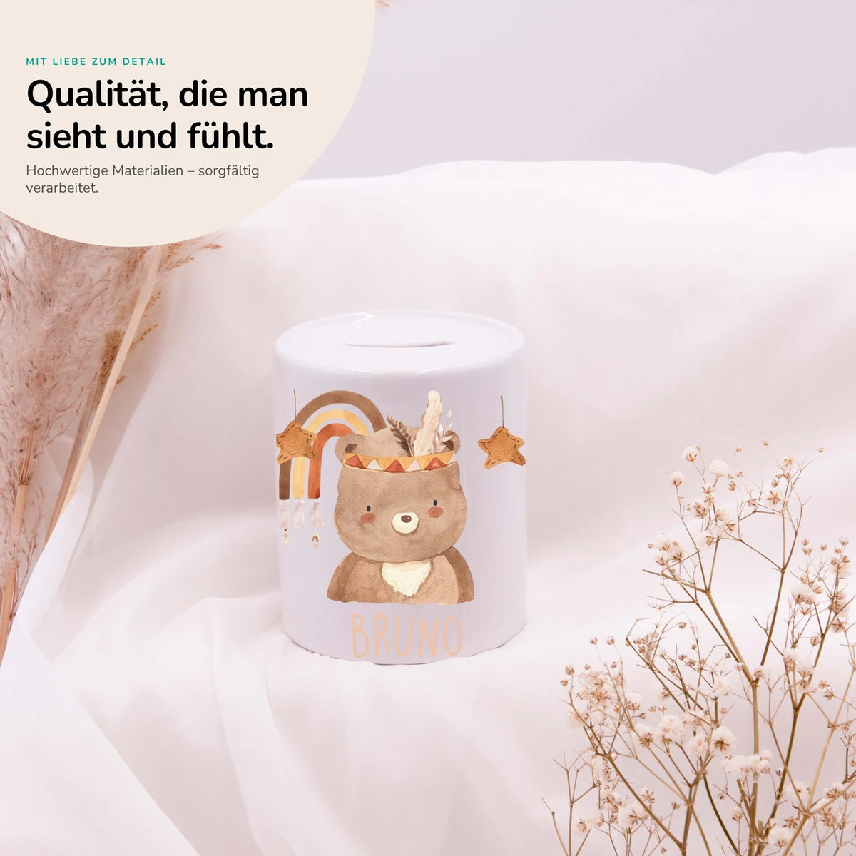 Spardose Kinder aus Keramik - Boho Bär