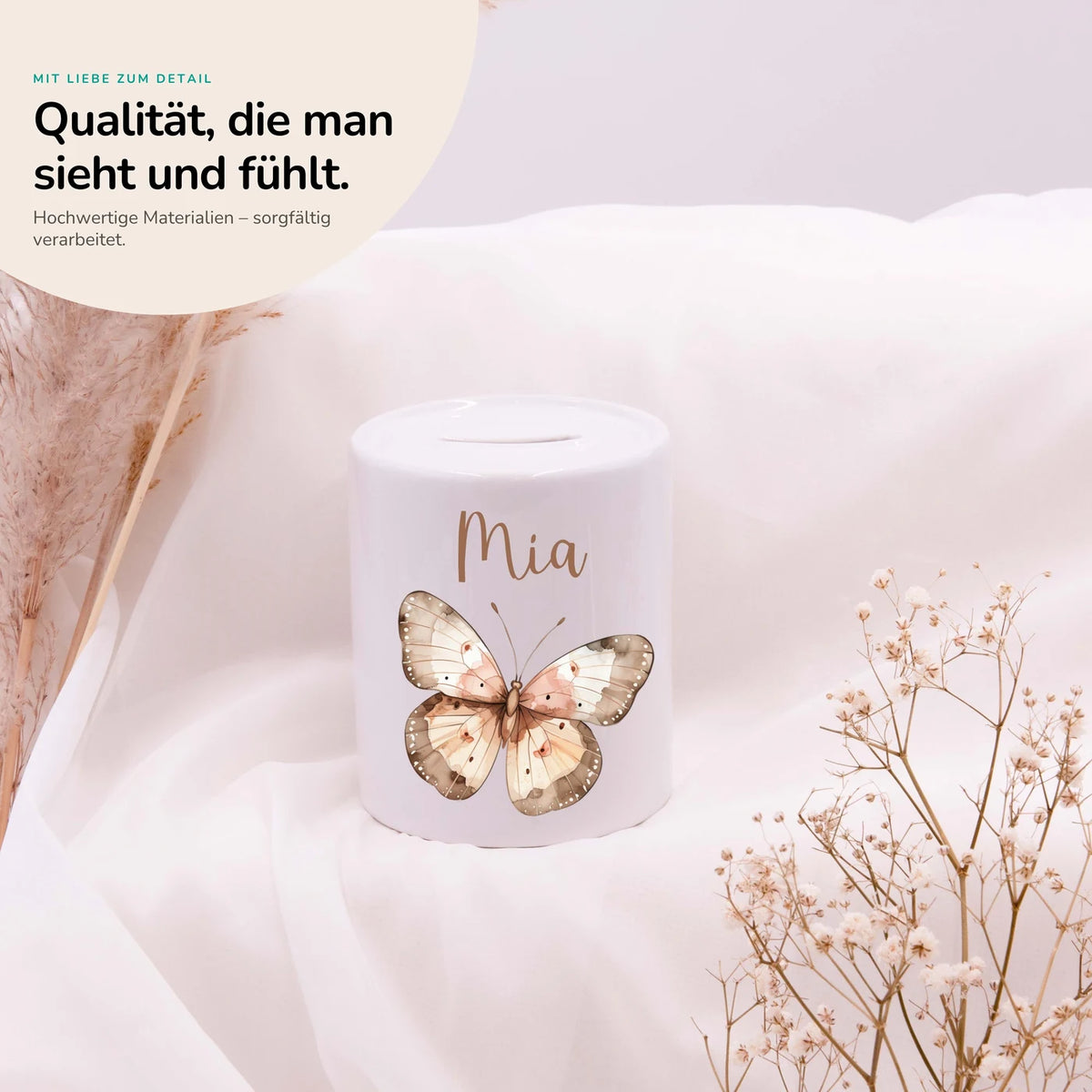 Spardose Kinder aus Keramik - Schmetterling