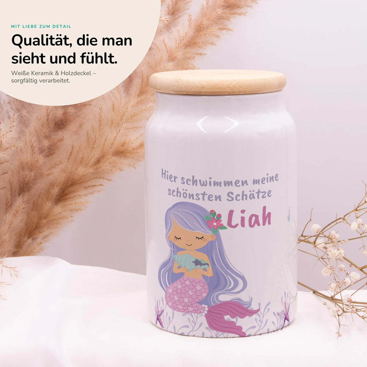 Personalisierbare Keksdose mit Name - Meerjungfrau