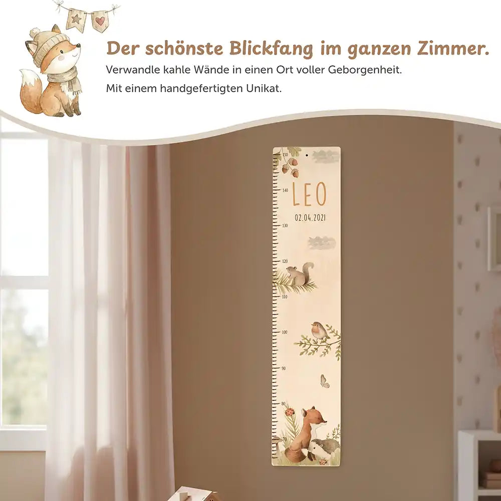 Messlatte Kinder Holz & Aluverbund - Tiere im Wald