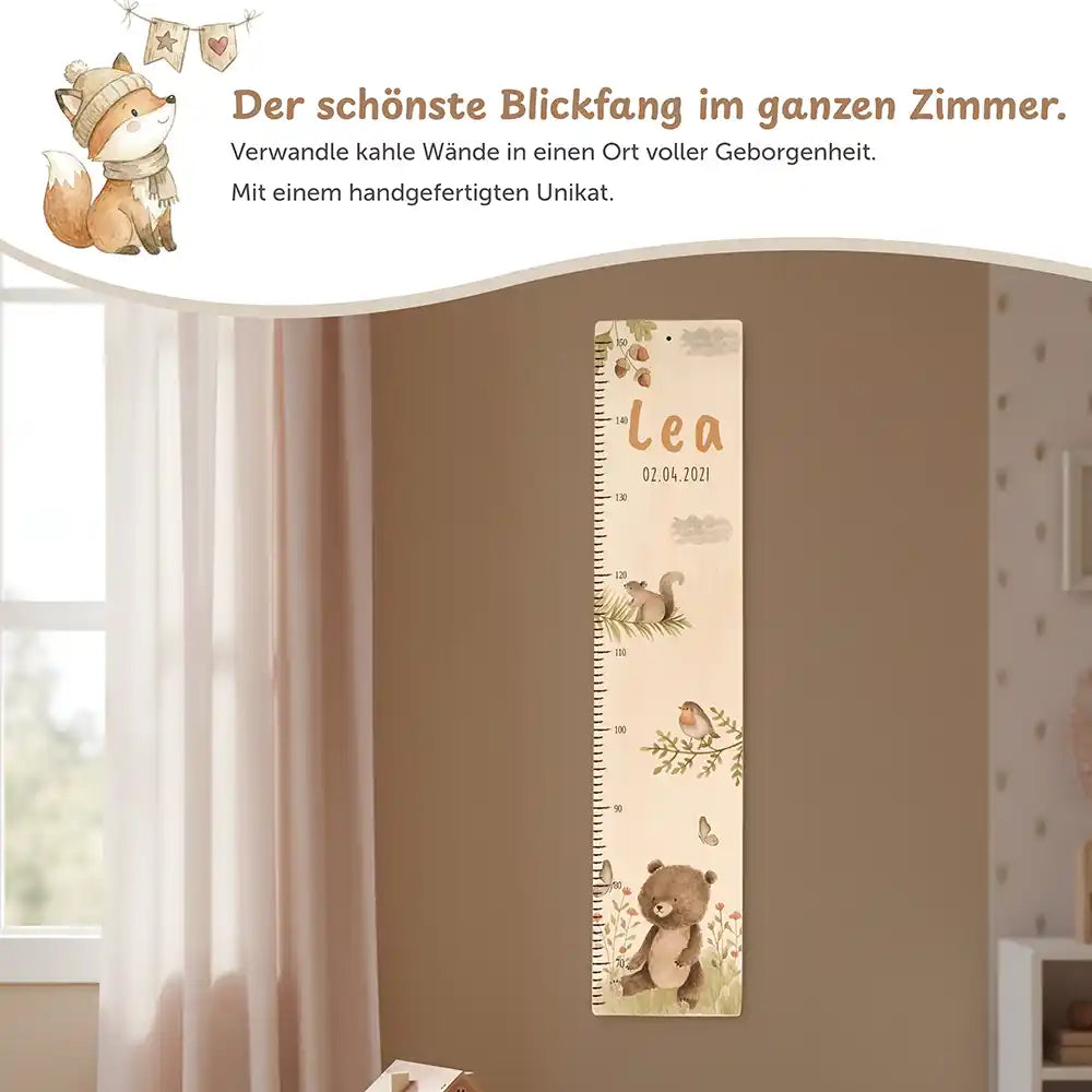 Messlatte Kinder Holz & Aluverbund - Bär im Wald
