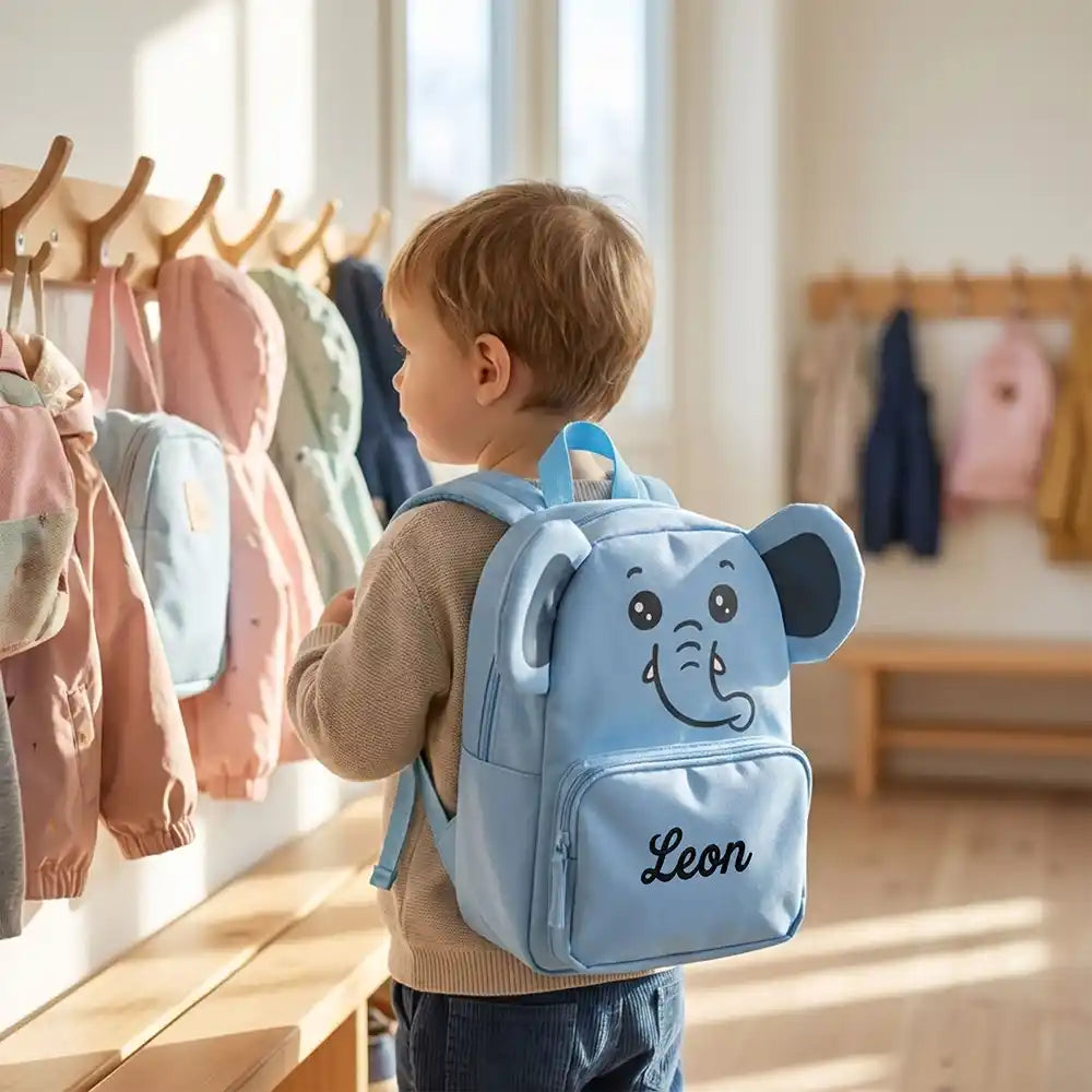 Personalisierter Kinderrucksack Elefant, für Vorschule und Alltag