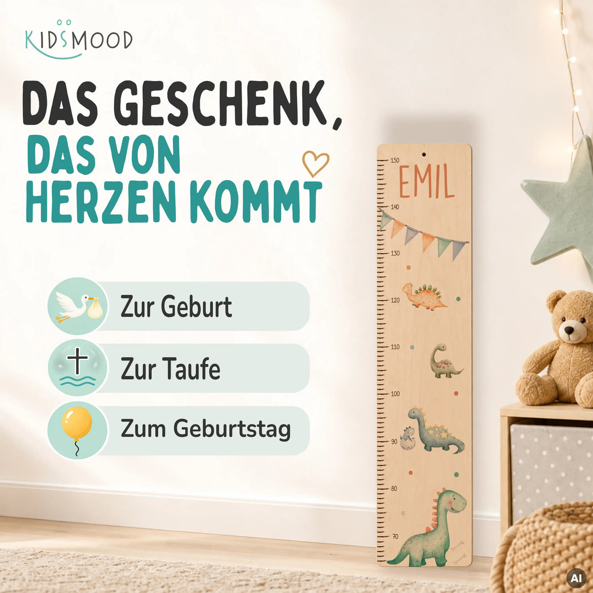 Messlatte Kinder Holz & Aluverbund - Dino