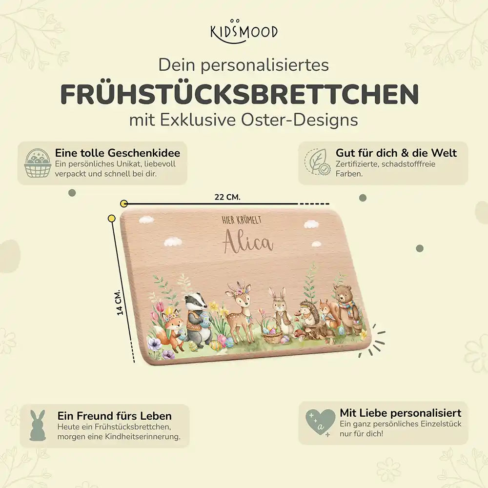 Frühstücksbrettchen Ostern - Waldtiere Ostern