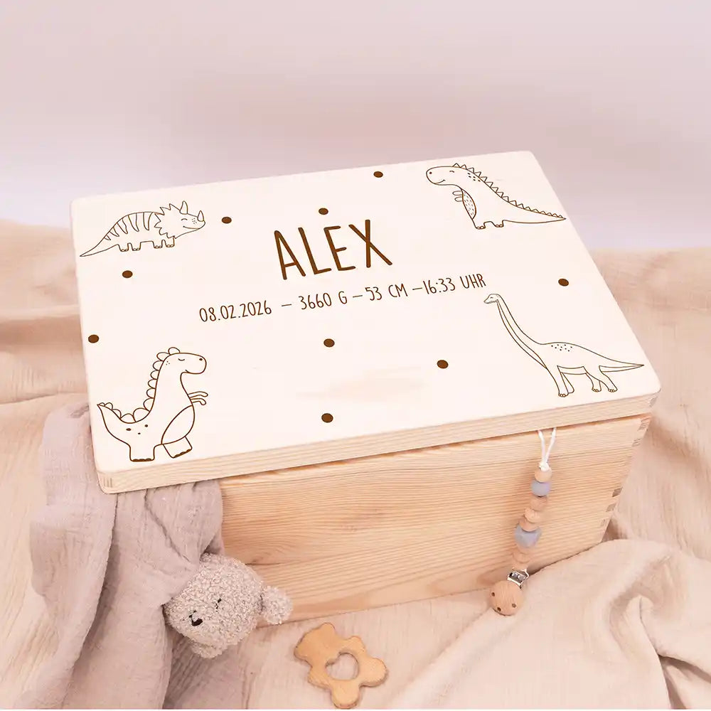 Personalisierte Erinnerungskiste - Dino Familie