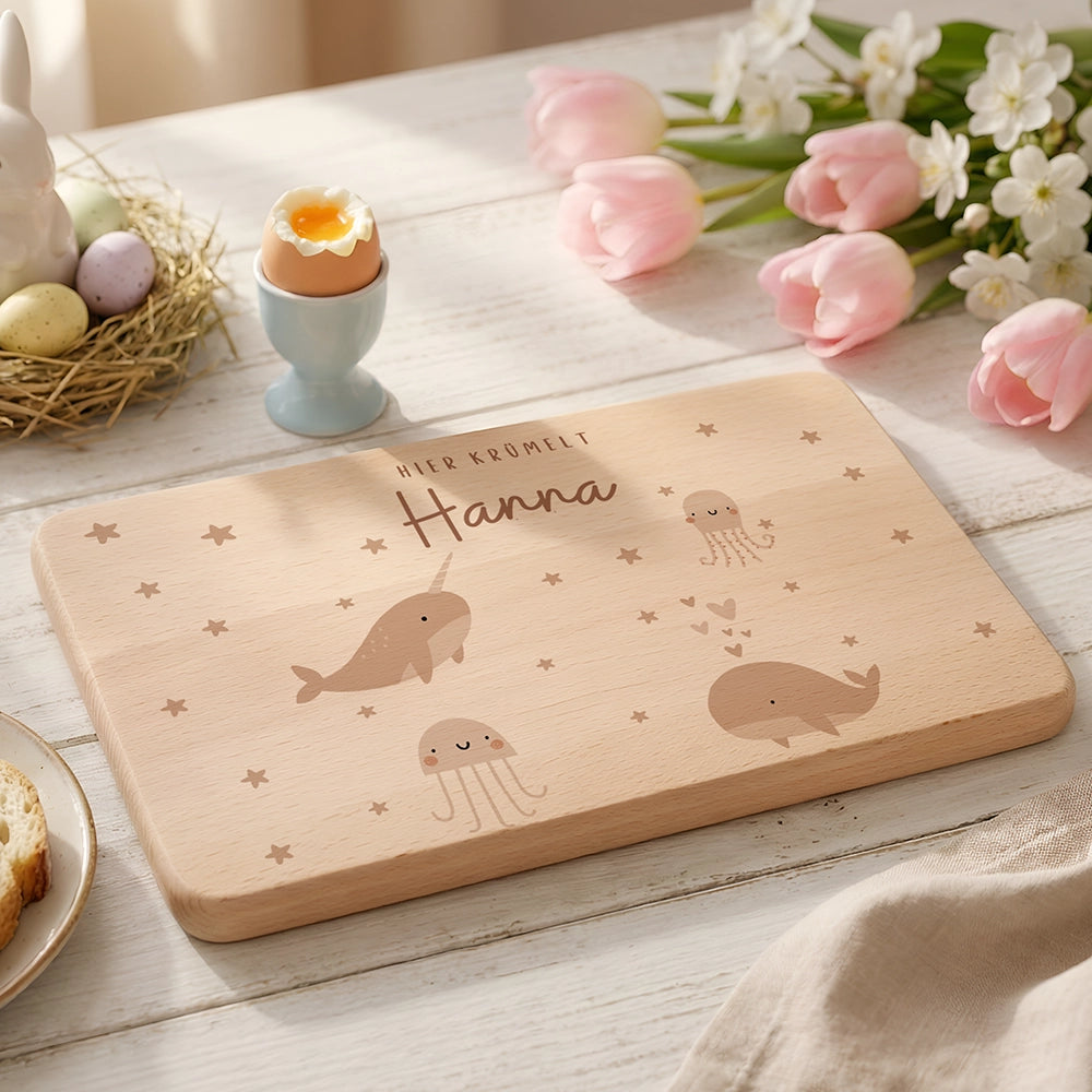 Frühstücksbrettchen Holz personalisiert - Meer