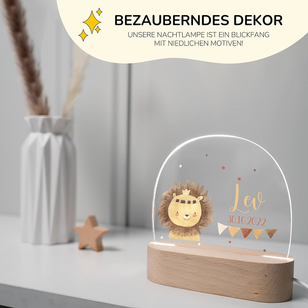 Personalisierte Nachtlampe Löwe als Deko im Kinderzimmer