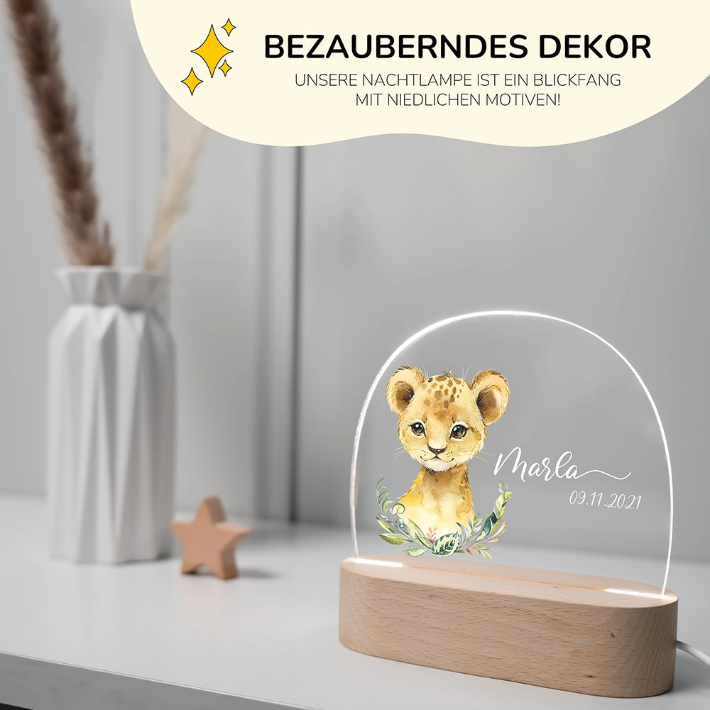 Personalisierte Nachtlampe Löwe als Deko im Kinderzimmer