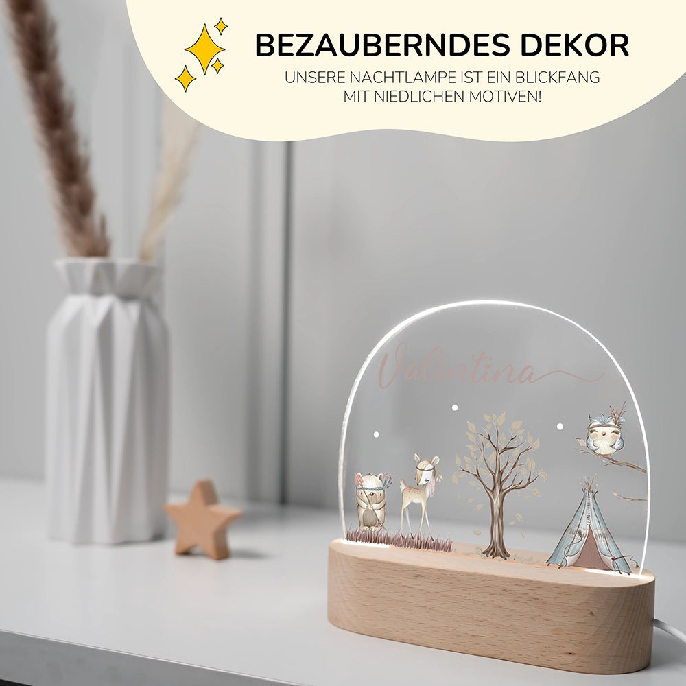 Personalisierte Nachtlampe Waldtiere als Deko im Kinderzimmer