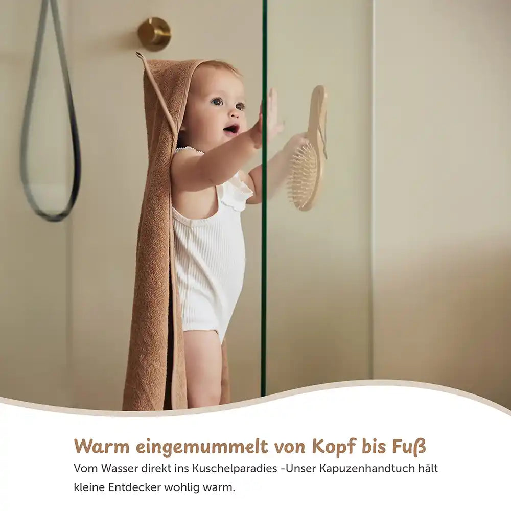 Kapuzenhandtuch Baby personalisiert – Rosé, warmes Frottee-Handtuch für Babys nach dem Baden.
