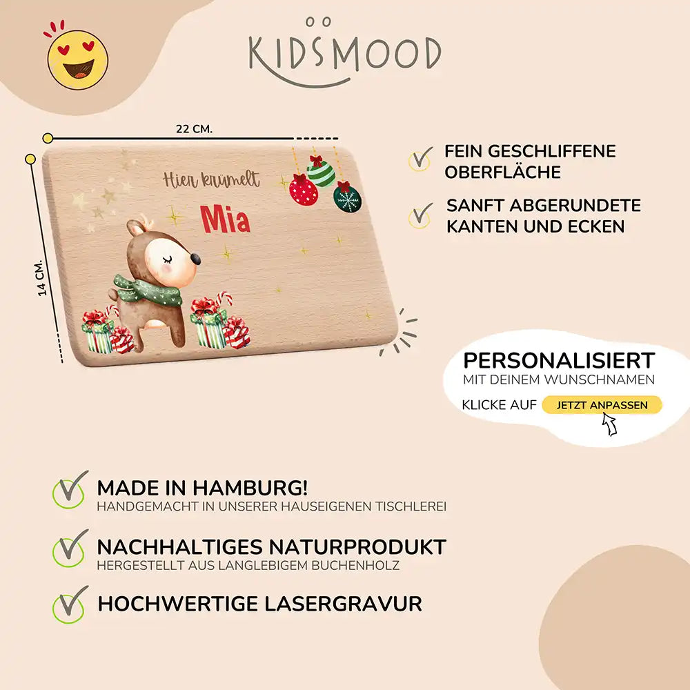 Frühstücksbrettchen Weihnachten - Baby Reh
