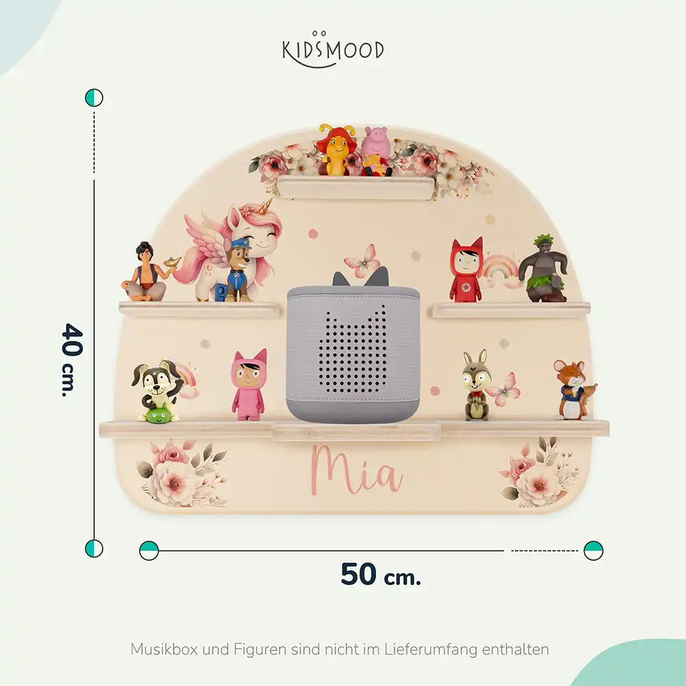 Tonie Regal aus Holz, Toniebox Regal personalisiert Einhorn