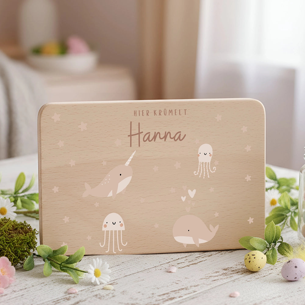 Frühstücksbrettchen Holz personalisiert - Meer