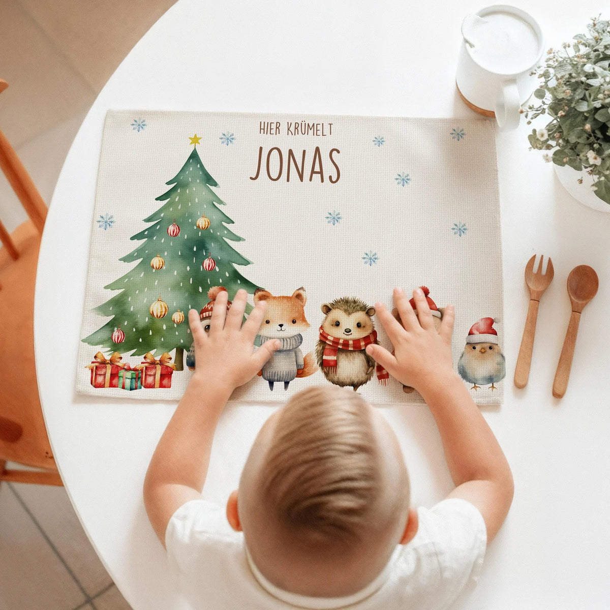 Tischset Kinder personalisiert Weihnachtsmotiv - Zauberpfötchen