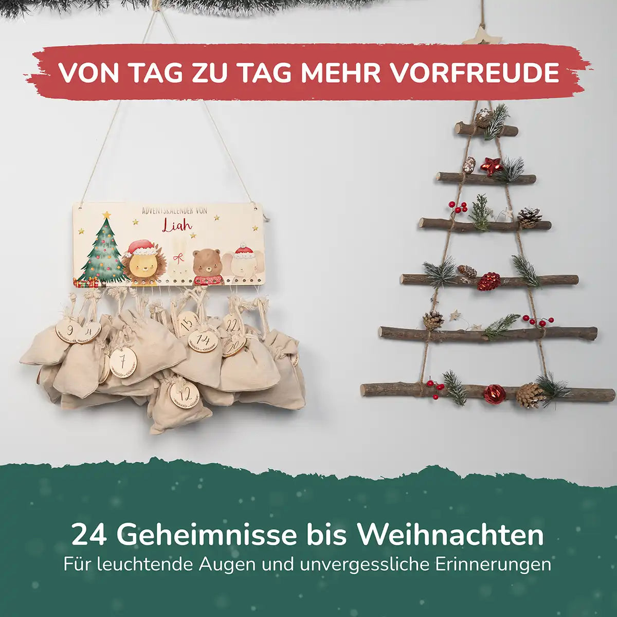 Personalisierbarer Adventskalender farbig - Weihnachten