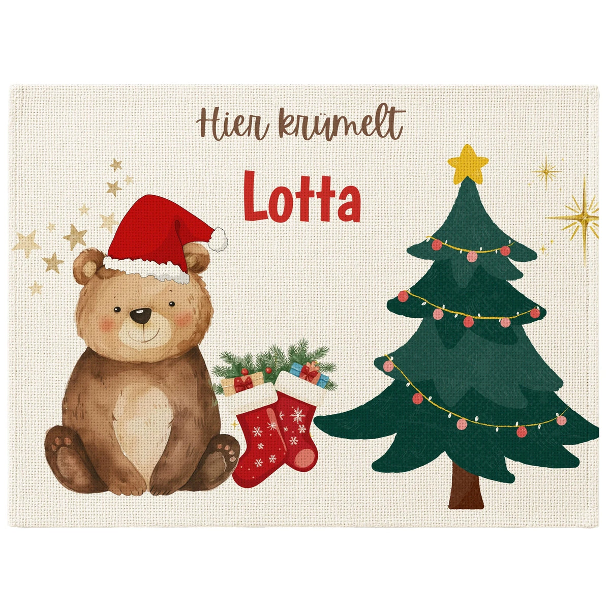 Tischset Kinder personalisiert Weihnachtsmotiv - Süßer Bär