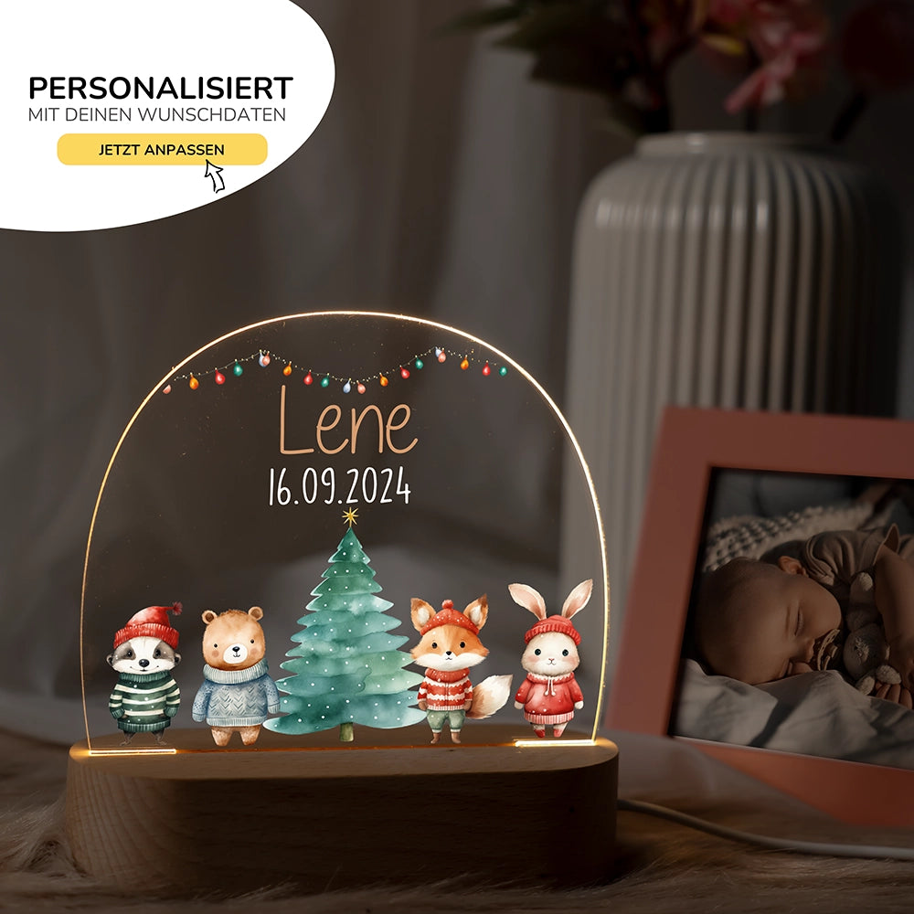 Nachtlicht Weihnachten mit Namen im Kinderzimmer – personalisiertes Geschenk zur Geburt