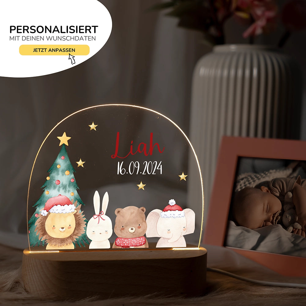 Nachtlicht Weihnachten mit Namen im Kinderzimmer – personalisiertes Geschenk zur Geburt