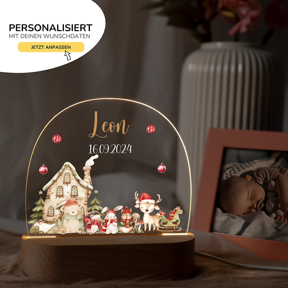 Nachtlicht Weihnachten mit Namen im Kinderzimmer – personalisiertes Geschenk zur Geburt