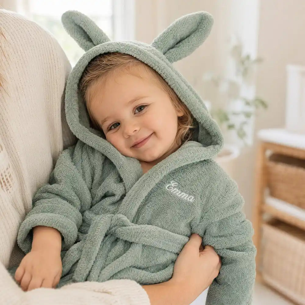 Kinderbademantel mit Namen Jollein Mintgrün, kuscheliges Lieblingsstück zur Erstausstattung