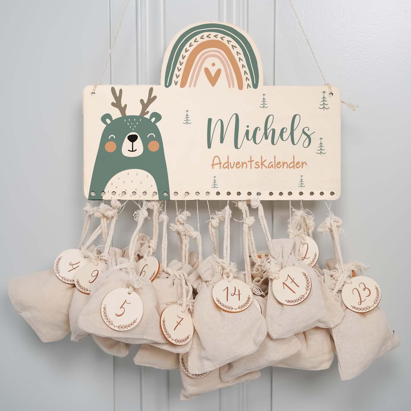 personalized rainbow advent calendar with custom name