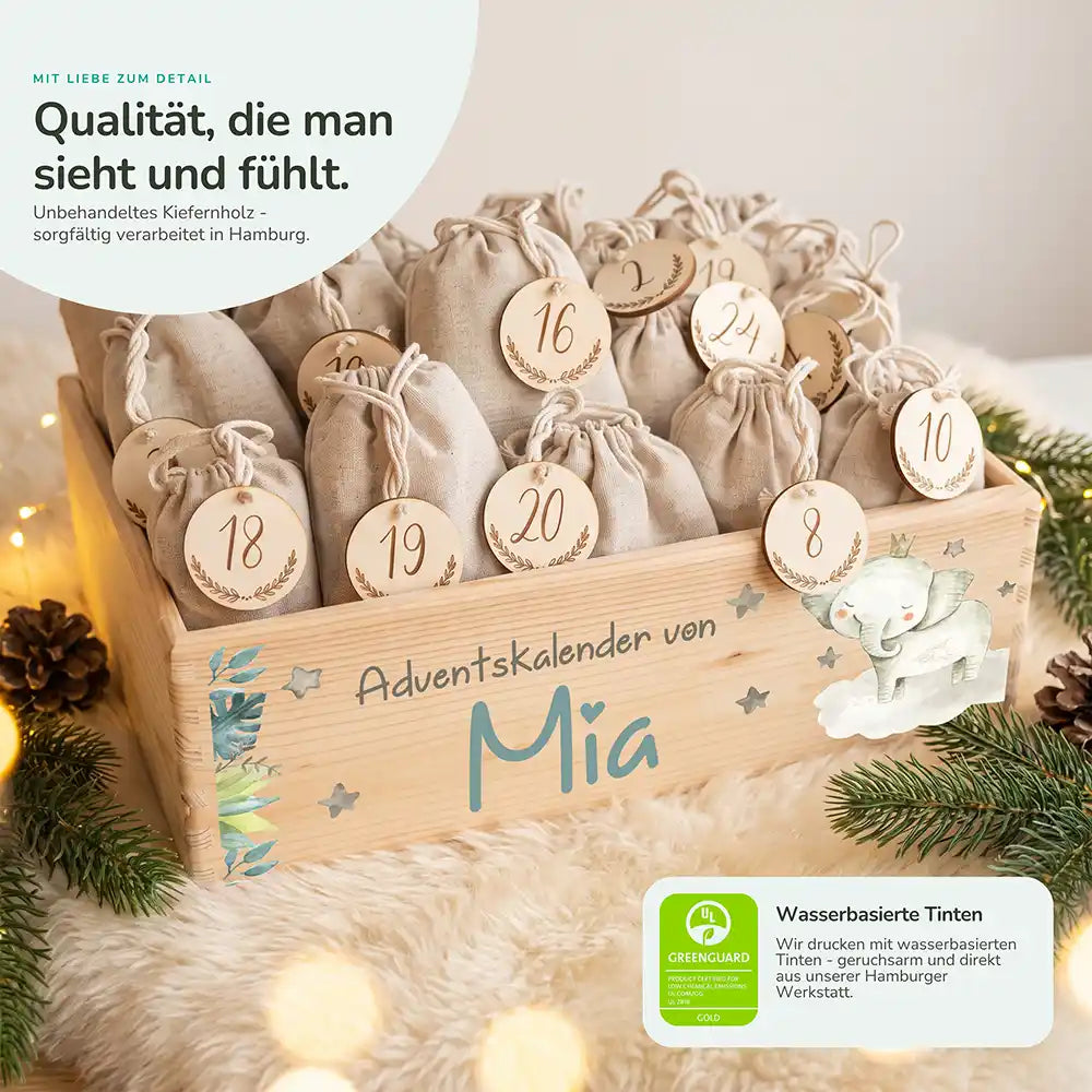 Personalisierter Adventskalender zum Befüllen - Elefant