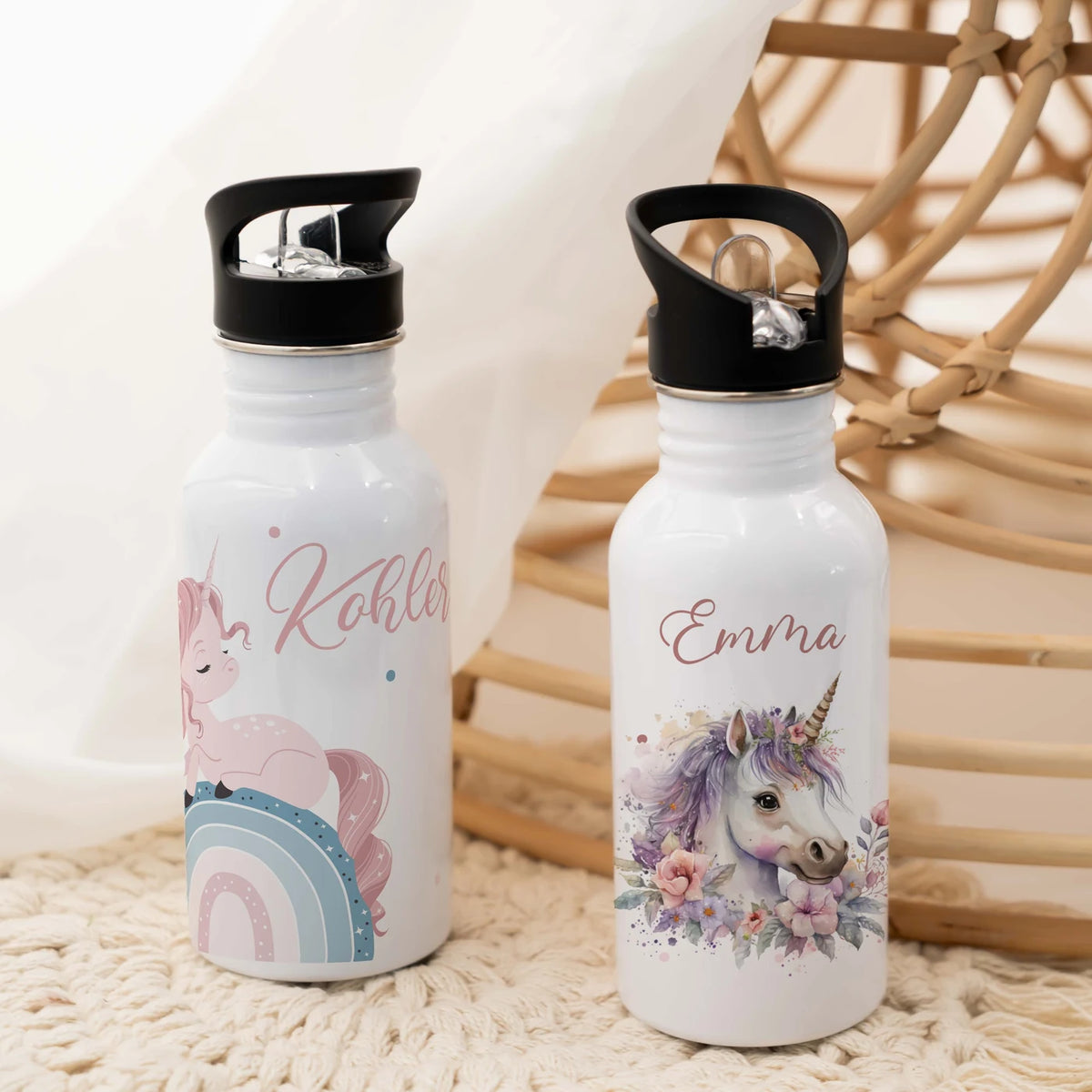 Trinkflasche Kinder Edelstahl - Regenbogen Einhorn