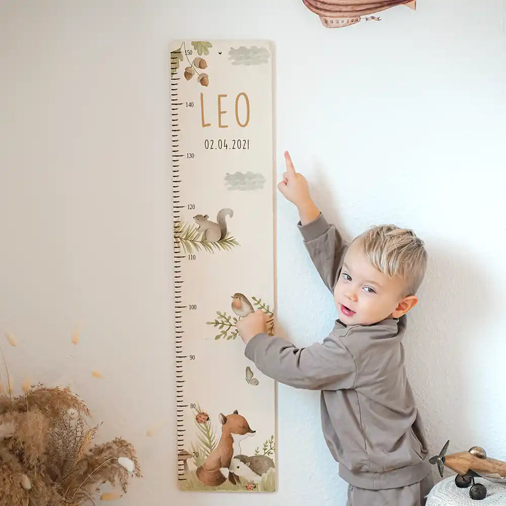 Messlatte Kinder Holz & Aluverbund - Tiere im Wald