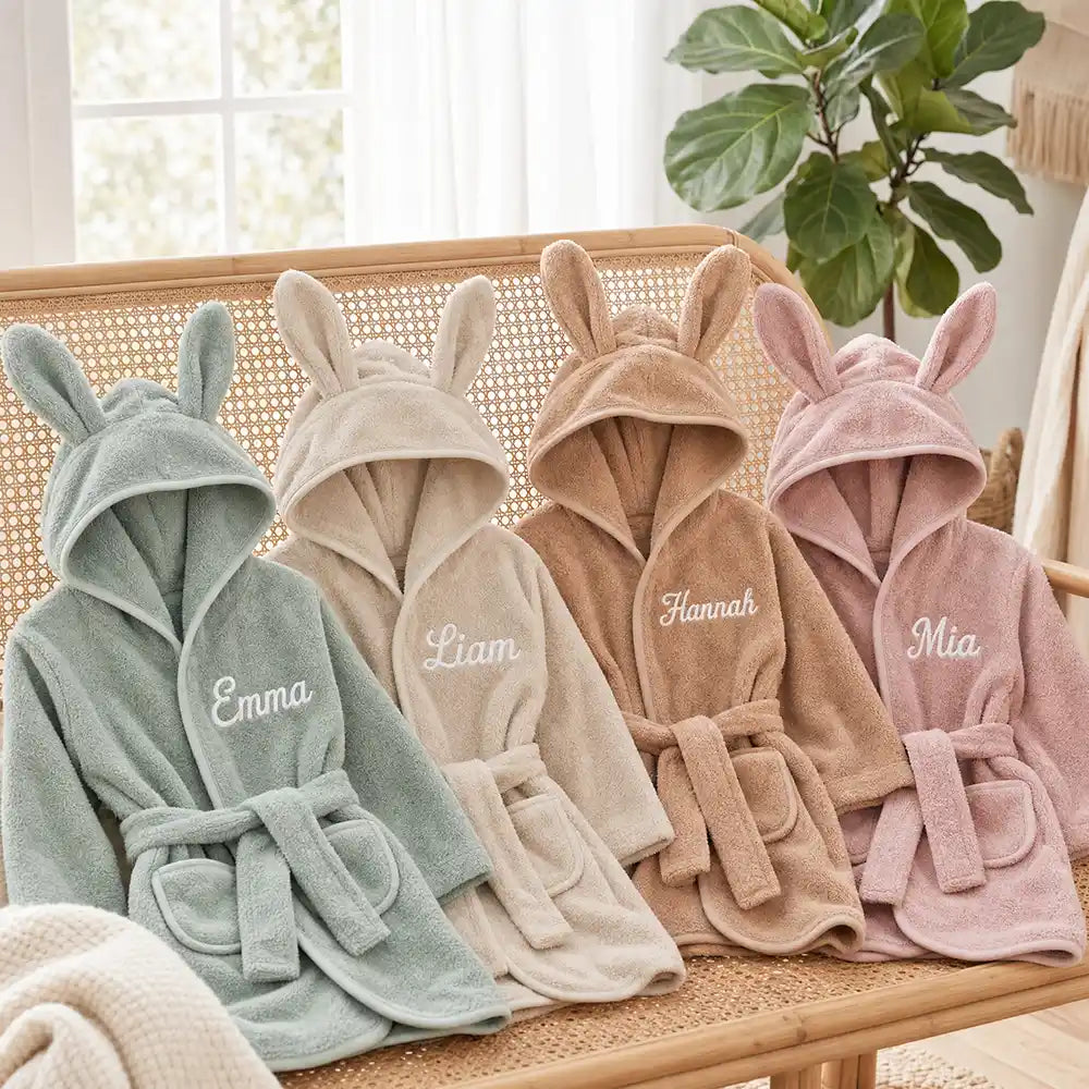 Kinderbademantel mit Namen Jollein Mintgrün, kuschelig weich, ideal nach dem Baden
