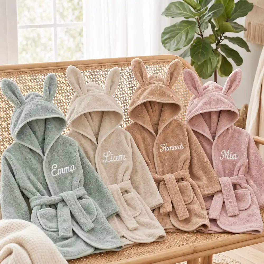Kinderbademantel mit Namen Jollein Rose, kuschelig weich, ideal nach dem Baden