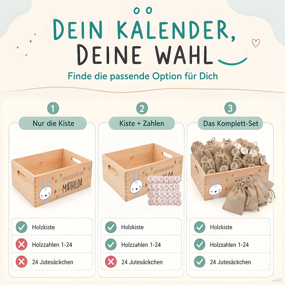 Personalisierter Adventskalender zum Befüllen - Winterhase