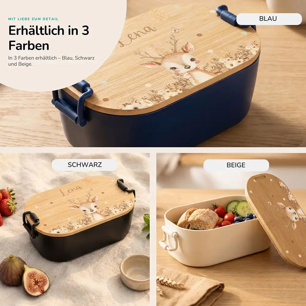 Brotdose Kinder personalisiert Rehkitz Boho, Lifestyle Kita Schule und unterwegs