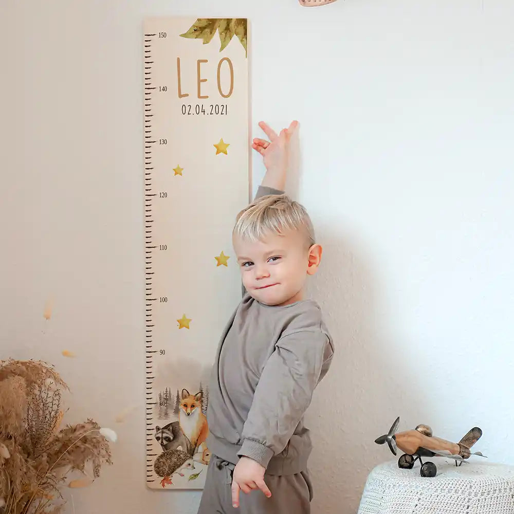 Messlatte Kinder Holz & Aluverbund - Waldfamilie