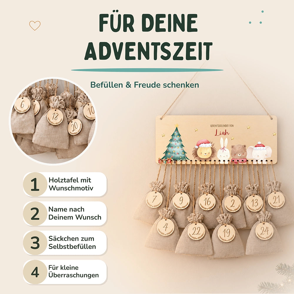 Personalisierbarer Adventskalender farbig - Weihnachten