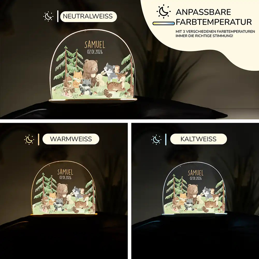 Nachtlicht Kinder personalisiert - Süße Tierfreunde