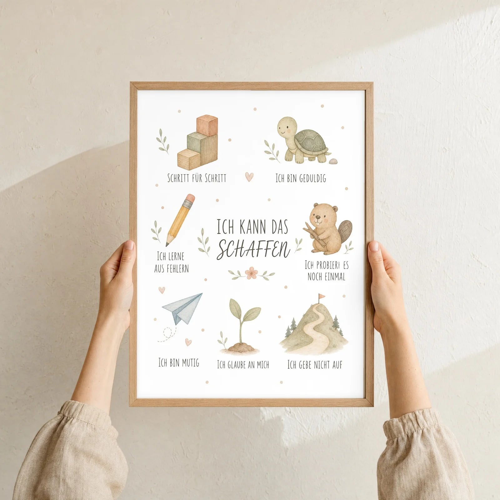 Affirmationsposter Kinderzimmer Collage Ich kann das schaffen, Format 30 x 40 cm, Rahmen optional